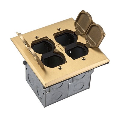 USLINSKY灵天美标地插UL认证二位铜质面板美国插座底盒LT444PC