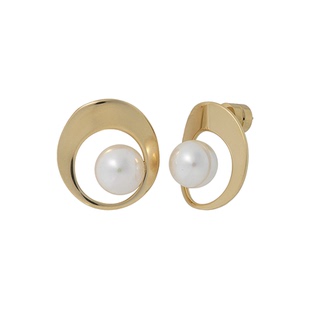 MAJORICA美娇丽佳手作珍珠耳钉女款镀金耳环耳饰10mm手作珍珠