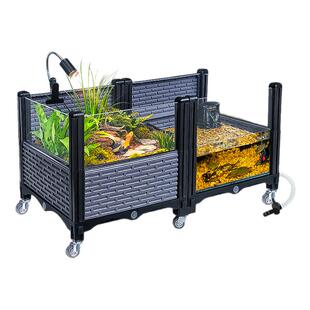 乌龟缸大型造景生态黄缘水陆玻璃饲养缸养龟专用内嵌种植箱带晒台