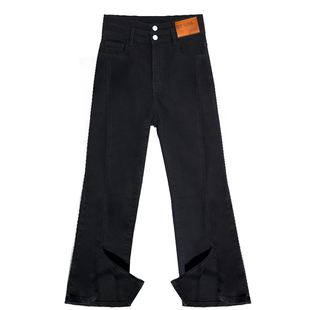 牛仔裤女高腰微喇叭裤子黑色显瘦2025年新款秋冬加绒加厚小个子