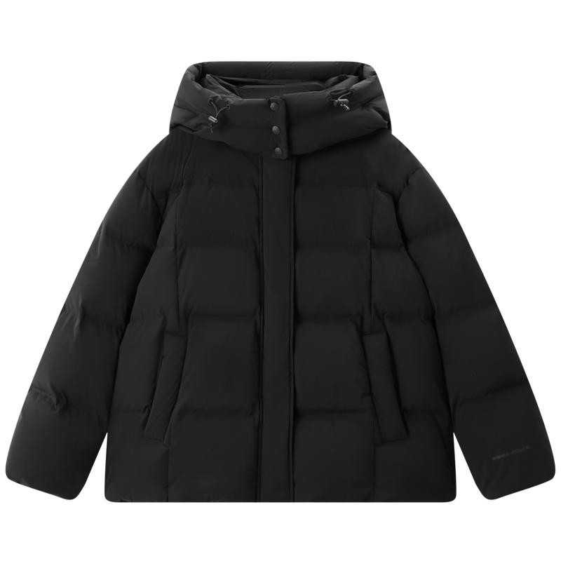 太平鸟巧克力多格puff羽绒服女25年冬装新款加厚中长款外套黑色M