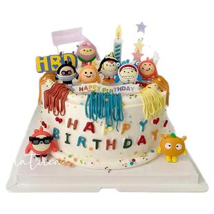 卡通派对蛋糕装饰摆件失心仔仔熊儿童男孩女孩生日甜品台装扮配件