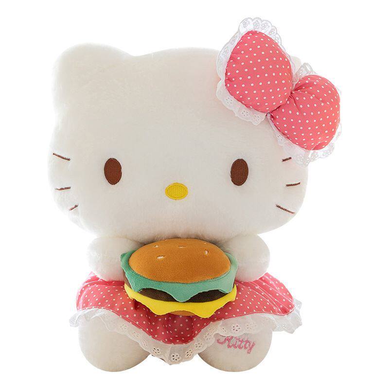 英贝萌汉堡包kitty猫娃娃毛绒玩偶凯蒂猫咪公仔儿童玩具生日礼物