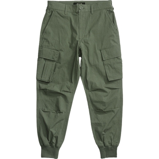 AK男装秋季轻复古M65工装腿袋罗纹收脚口休闲裤合体工装裤男