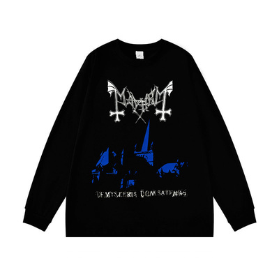 Mayhem乐队周边印花长袖T恤男女