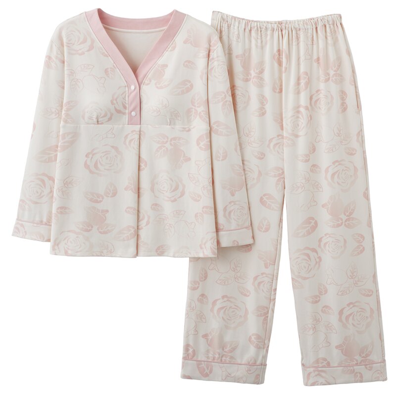 纯棉月子服自带胸垫睡衣女士春秋