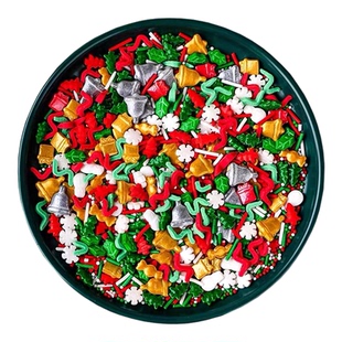 2026圣诞节烘焙蛋糕装饰糖可食用糖珠糖针圣诞树老人拐杖雪花点缀