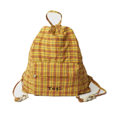 Tagi2024新款黄格子帆布双肩包