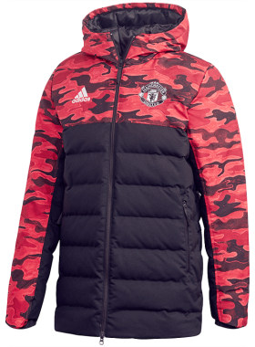 Adidas/阿迪达斯正品20/21曼联球员加厚连帽防风保暖羽绒服FR3871