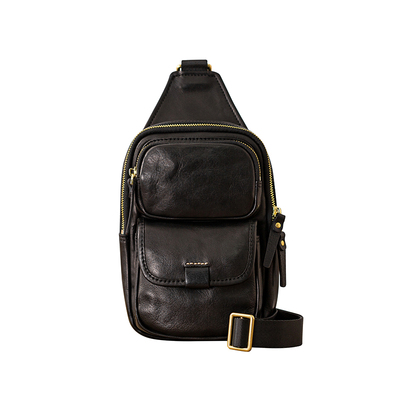 复古胸包简约斜挎包头层真皮背包