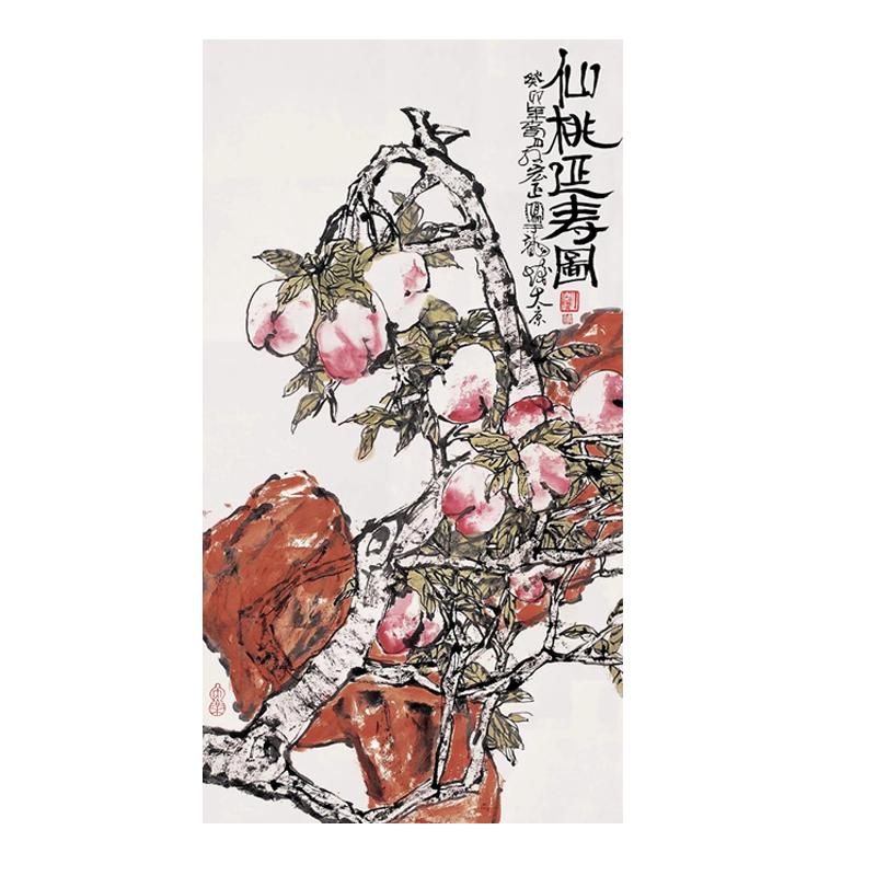 朵莲精舍国画寿桃中堂纯手绘真迹