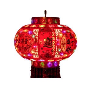 新款喜庆旋转灯笼新年阳台装饰水晶吊灯LED走马灯乔迁 结婚红灯笼