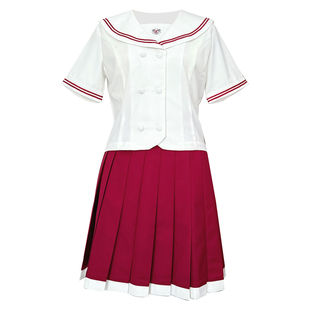 空气站台红叶箱原创水手服女jk制服套装海军领学院风新红色女