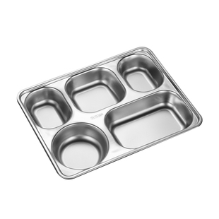 304不锈钢餐盘分格大人食品级饭盘四格食堂快餐盘学生分隔餐盒