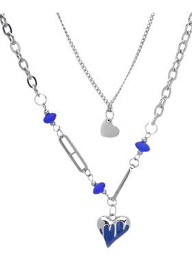 克莱因蓝爱心叠戴项链