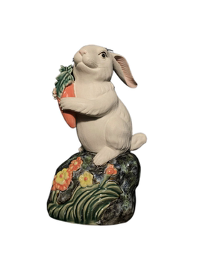 兔年陶瓷祝福中式客厅兔子摆件