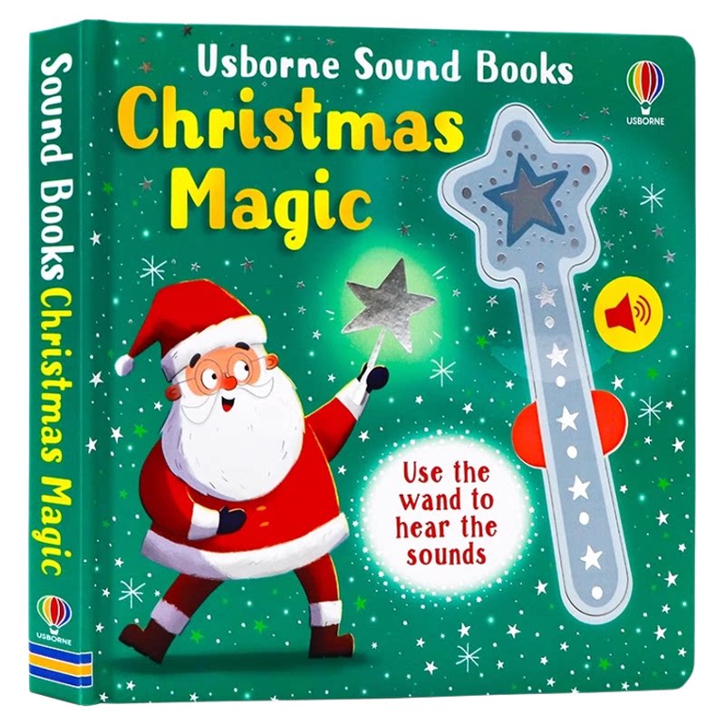 Usborne 魔杖之书 圣诞的魔法发声书 英文原版绘本 Wand Books Christmas Magic 儿童英语启蒙趣味读物精装纸板 磁吸感应发音书