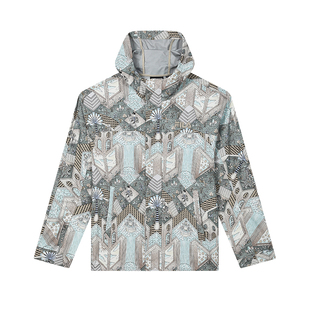 FILA 斐乐官方男士梭织外套2024秋新款时尚休闲满印宽松连帽上衣