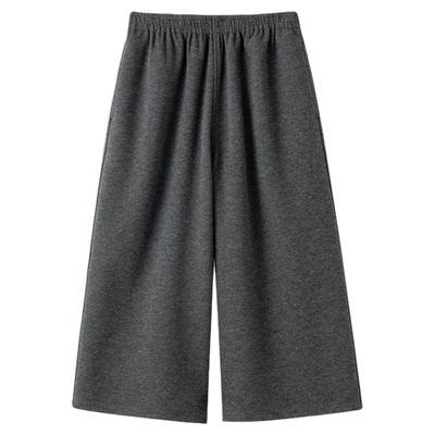 FANLE STUDIOS时髦博主风 双层加厚羊毛保暖牛筋高腰阔腿七分裤