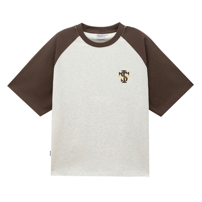 STK SmallTownKid小标基础插肩袖短袖T恤刺绣圆领重磅纯棉撞色TEE