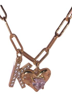 sweetbones辣妹爱心锆石可定制字母项链原创设计高级感项链