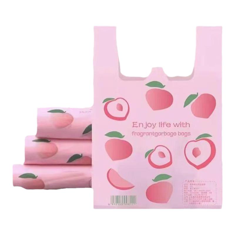 粉色水蜜桃手提背心式加厚塑料袋ins少女心可爱垃圾袋打包水果袋