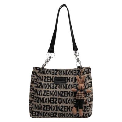 帆布单肩通勤托特包大容量