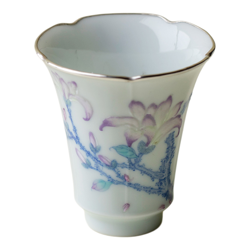 梵汝青花玉兰花闻香杯主人杯茶杯