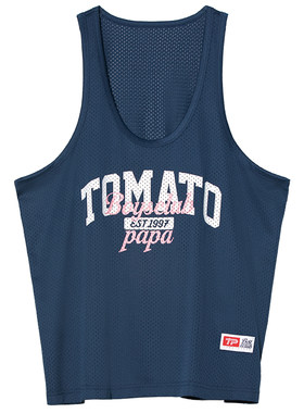 TOMATOPAPA美式字母印花男士背心网面宽松运动健身透气网孔汗背心