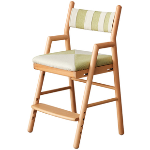 实木椅子儿童学习椅可升降调节靠背椅学生家用写字椅榉木宝宝餐椅