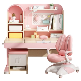 坐得正实木学生书桌可升降学习桌椅儿童写字桌套餐小学生家用女孩