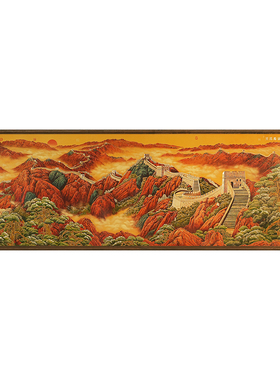 龙腾万里长城装饰画手工錾刻黄铜