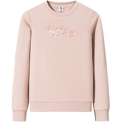 安踏运动卫衣女冬季宽松百搭圆领套头加绒长袖上衣162547718N