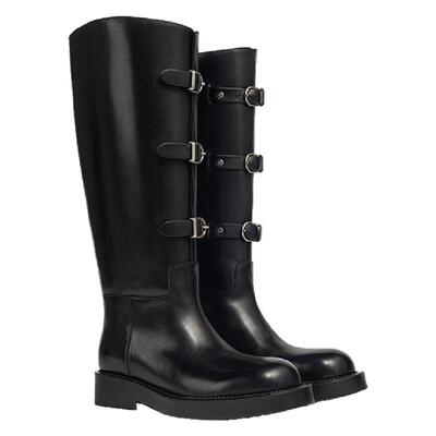 [博主同款]MD女鞋·蕾切尔·骑士靴排扣胎牛秋冬高筒靴MESSRSDING