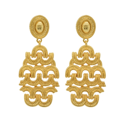 vintage复古风宽版链条吊坠耳饰