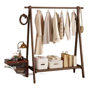 实木挂衣架落地卧室衣帽架家用可折叠晾衣架简易立式木质衣服架子