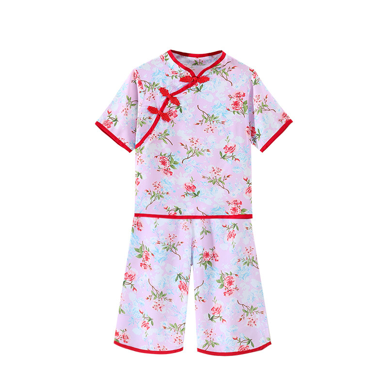 棉绸睡衣女25新款妈妈可外穿家居服套装国风新中式中袖绵绸两件套