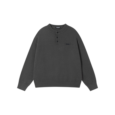 FORNINES松弛感亨利领毛衣男内搭毛线衣秋冬宽松慵懒打底针织衫女