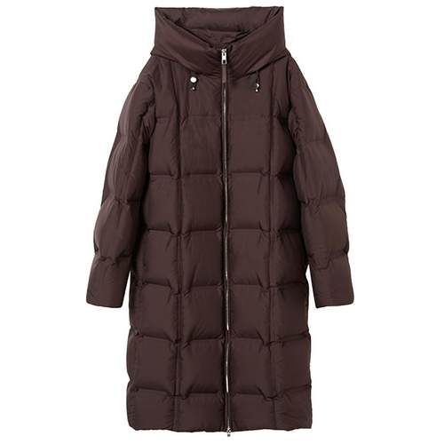 【匈牙利白鹅绒】LANCY/朗姿2025冬新款简约百搭连帽中长羽绒服女