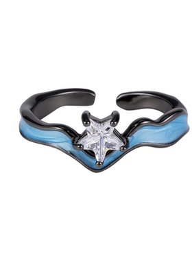 鱼头星星时尚简约甜酷风日韩女生气质锆石轻奢开口滴油星星戒指潮