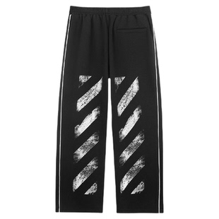 OFF-WHITE™【明星同款】运动裤动感活力卫裤斜纹装饰阔腿裤长裤