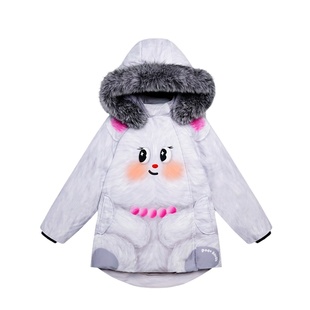 pocoblush原创设计毛绒蝴蝶结大脸猫90白鹅绒女童加厚保暖羽绒服