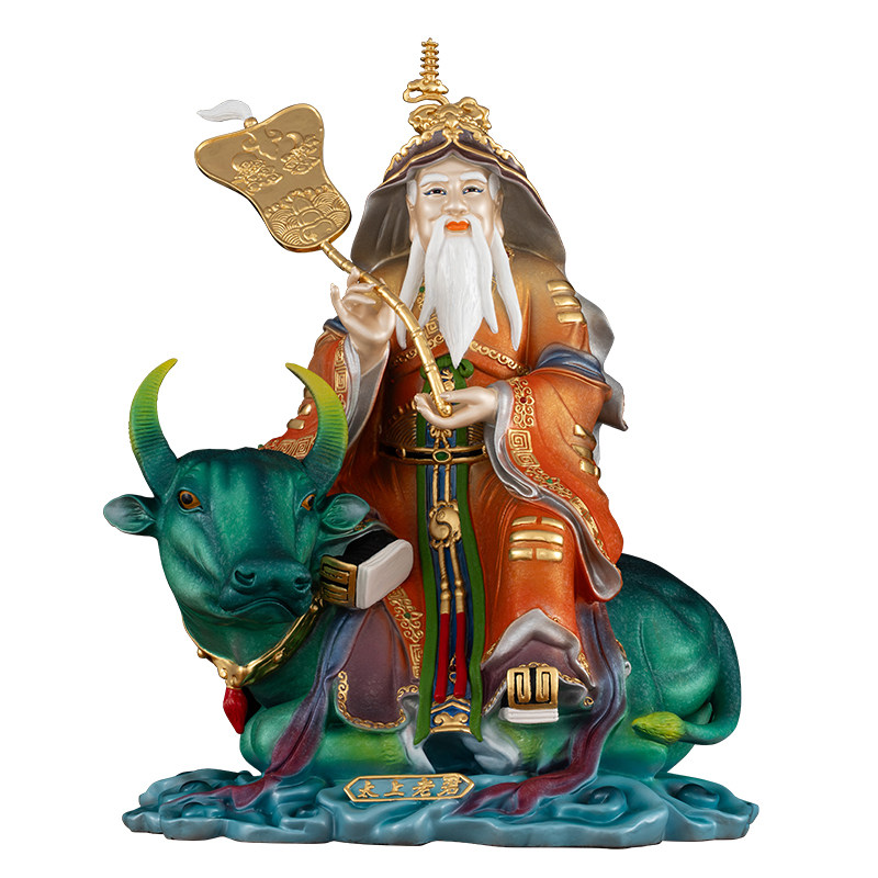 铜彩骑牛太上老君供奉摆件