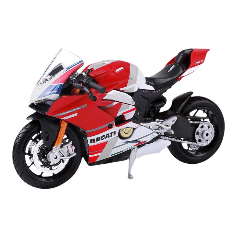 美驰图1:18摩托车模型川崎杜卡迪696大魔鬼v4玩具摩托车带底座