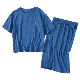 儿童家居服夏季薄款男童木代尔睡衣空调短袖七分裤套装男孩中大童