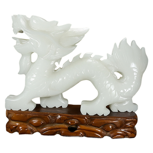 天然白玉龙摆件招财镇宅生肖龙办公室桌客厅玄关风水装饰开业礼品