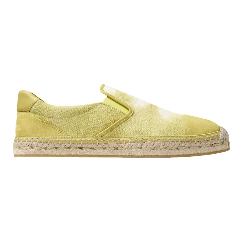JimmyChoo/周仰杰男鞋绿色织物鞋面麻绳编织平底休闲鞋