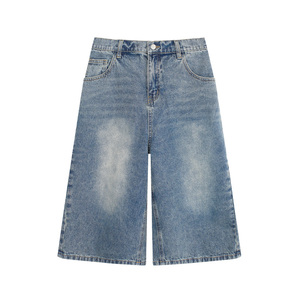 YUZI鱼子街头七分牛仔裤大码女装夏微胖mm显瘦遮肉200斤复古摩登