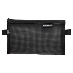 简约笔袋男女网纱透明网格考试铅笔袋ins大容量文具袋收纳文件袋