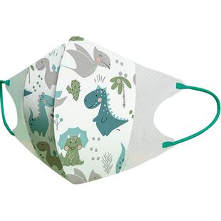 绿鼻子4-8岁儿童立体口罩萌萌兔小恐龙一次性宝宝防护透气预防